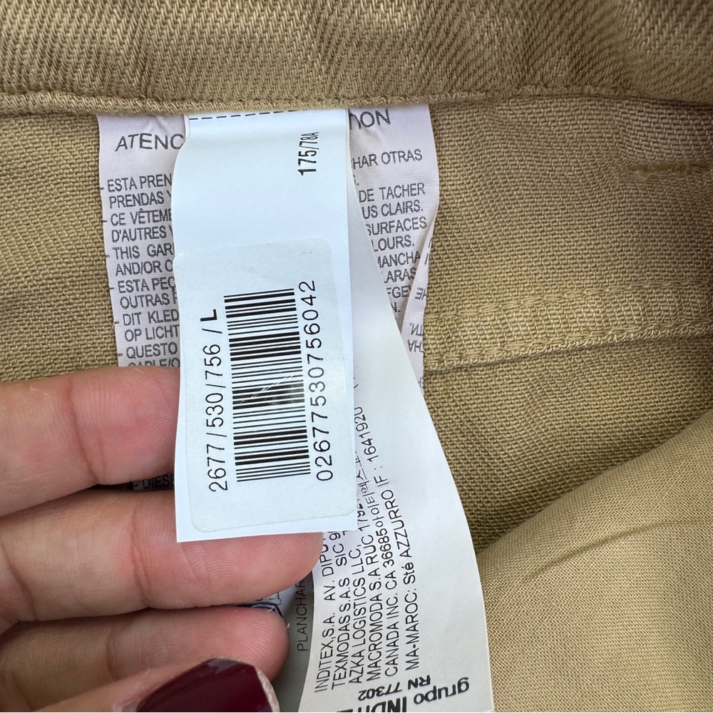 Zara Camel Wide Led Pants Womens size L Pleated - Picture 10 of 14